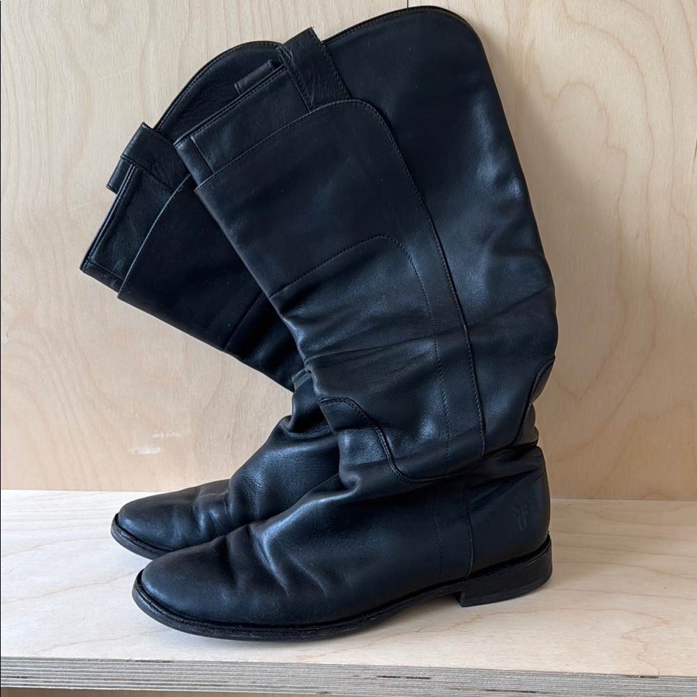Frye Black Leather Knee-High Boots - 9.5